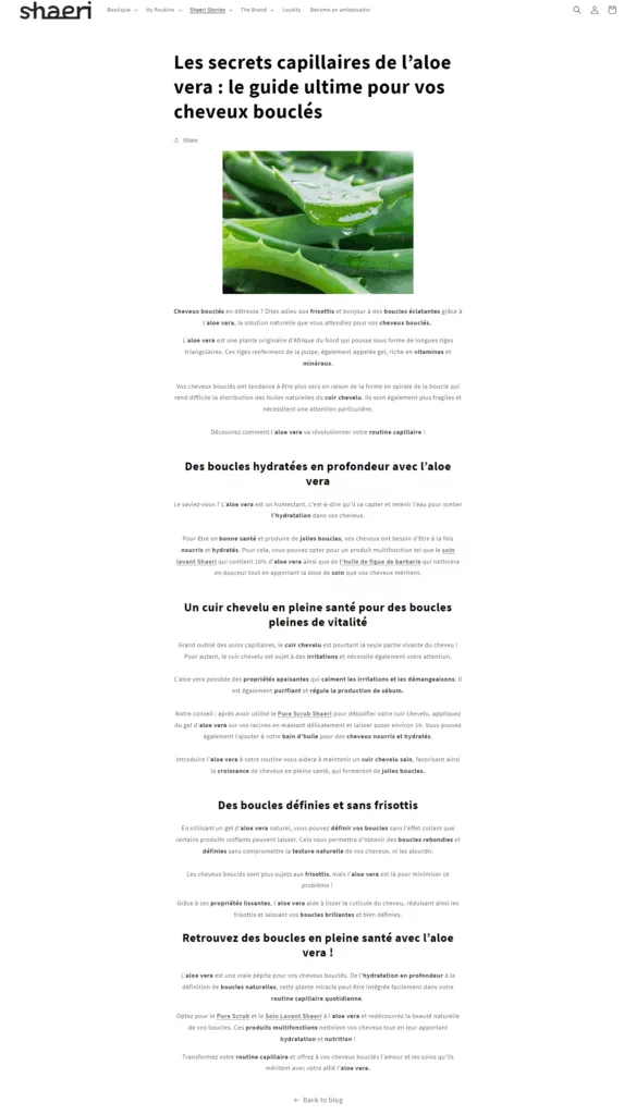 article de blog SEO aloé véra